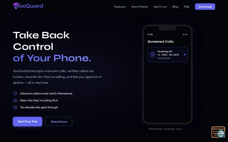 Screenshot of VoxGuard