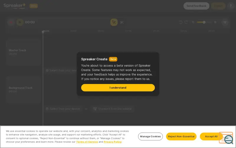 Screenshot of Spreaker Create | Free Podcast Editor, a launch using Spreaker
