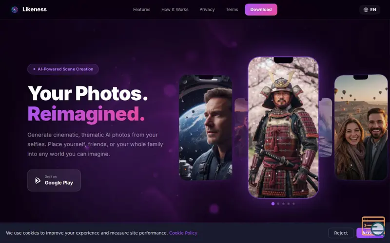 Screenshot of Likeness: Imagine with AI