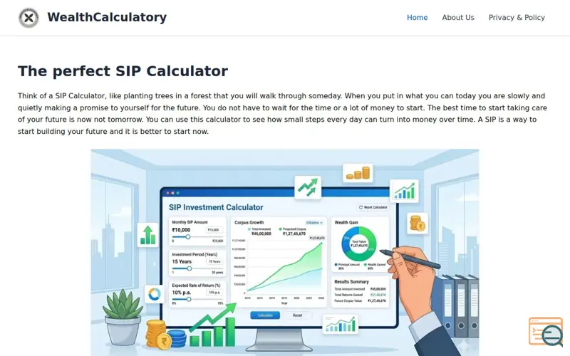 Screenshot of WealthCalculatory, a launch using SymbolHost