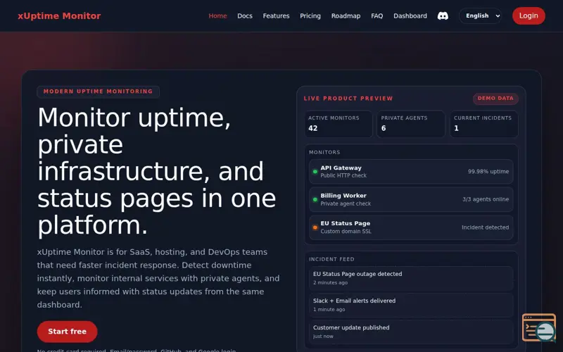 Screenshot of xUptimeMonitor