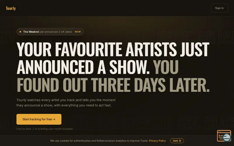 Screenshot of Tourly