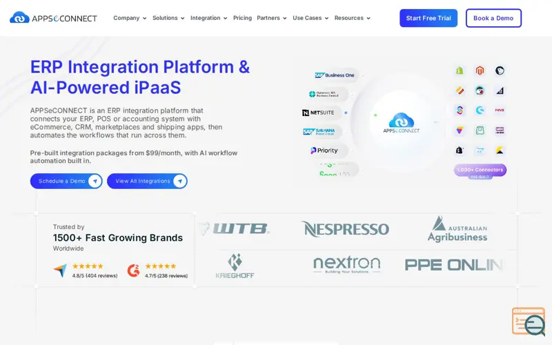 Screenshot of APPSeCONNECT