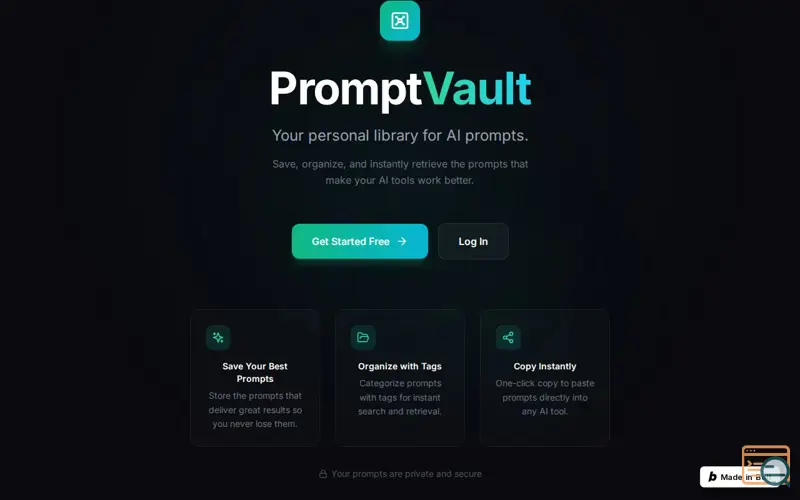 Screenshot of PromptVault