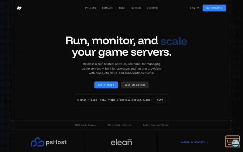 Screenshot of struxa — self-hosted game server management