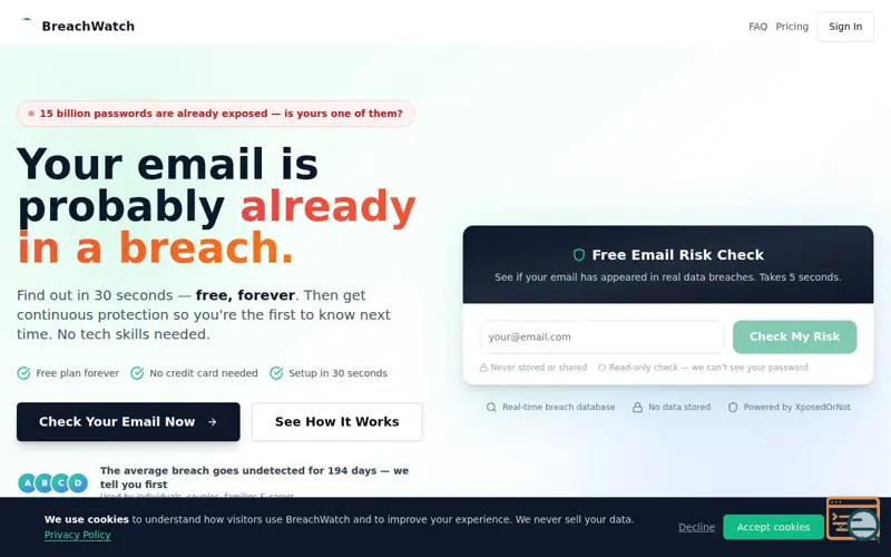 Screenshot of BreachWatch