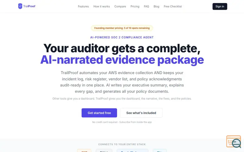 Screenshot of TrailProof