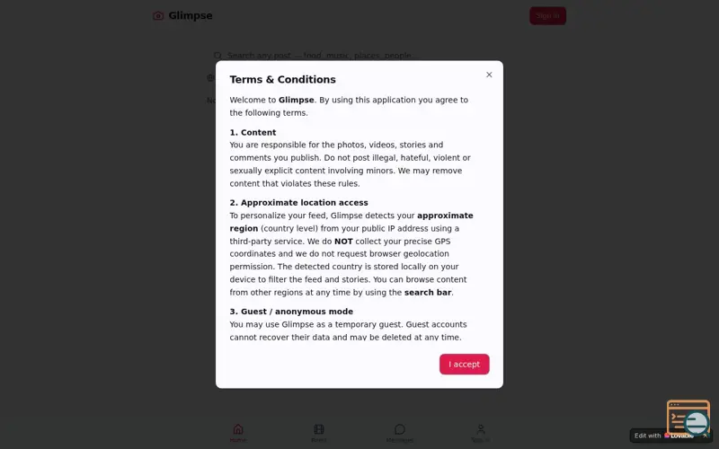 Screenshot of Glimpse