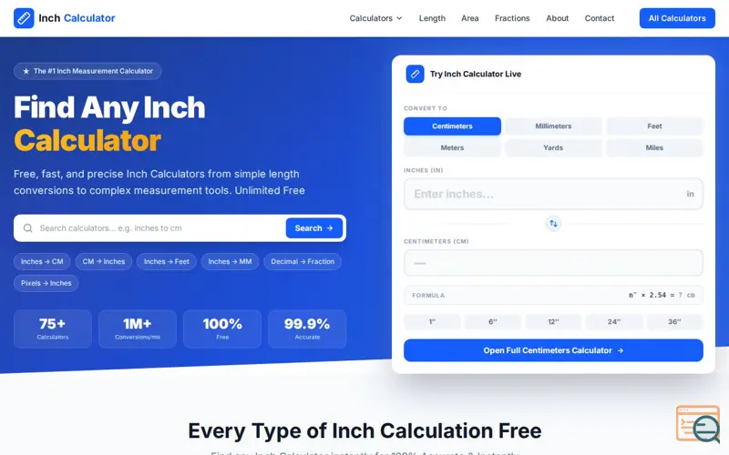 Screenshot of Inch Calculators