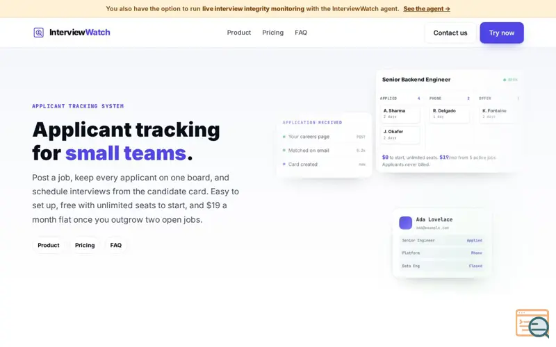 Screenshot of Interviewwatch