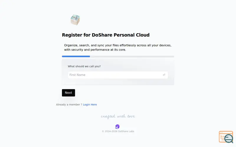 Screenshot of DoShare Personal Cloud