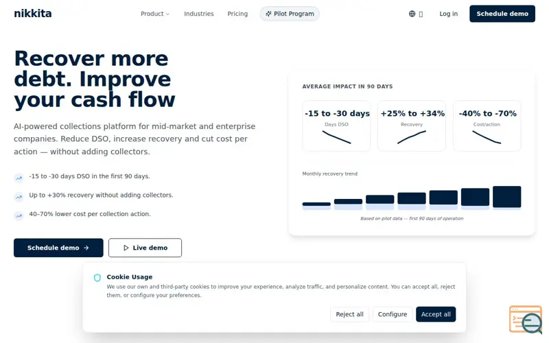 Screenshot of Nikkita Autonomous debt collection