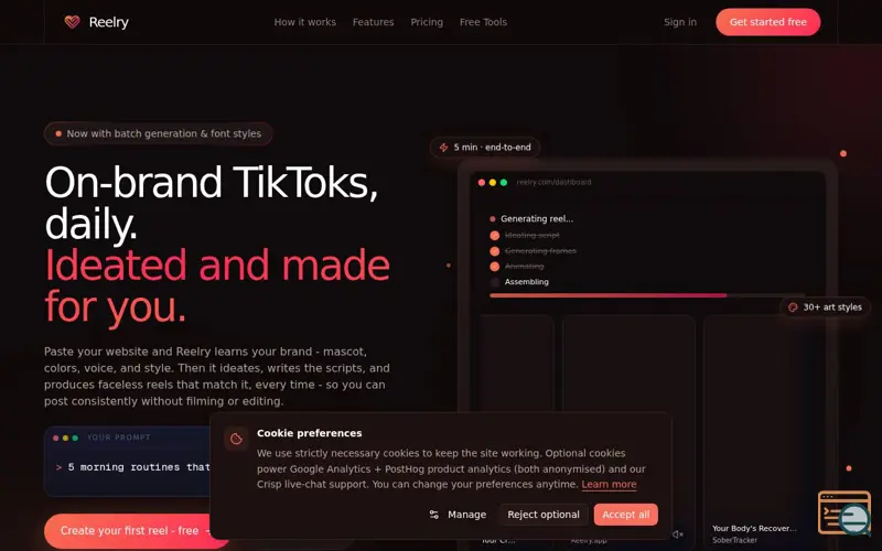 Screenshot of Reelry