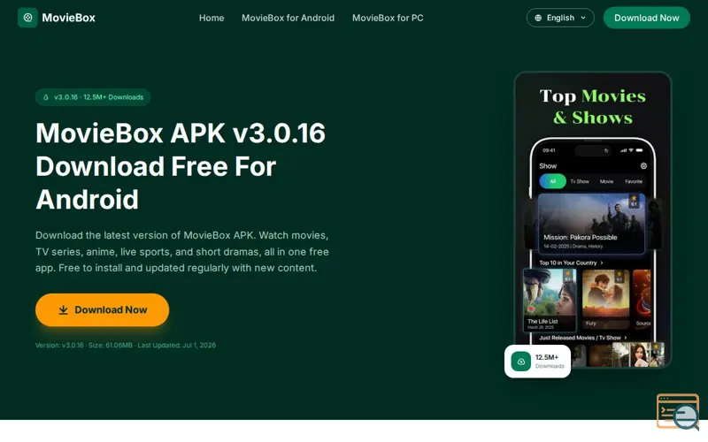 Screenshot of MovieBox