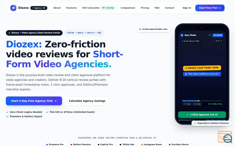 Screenshot of Diozex