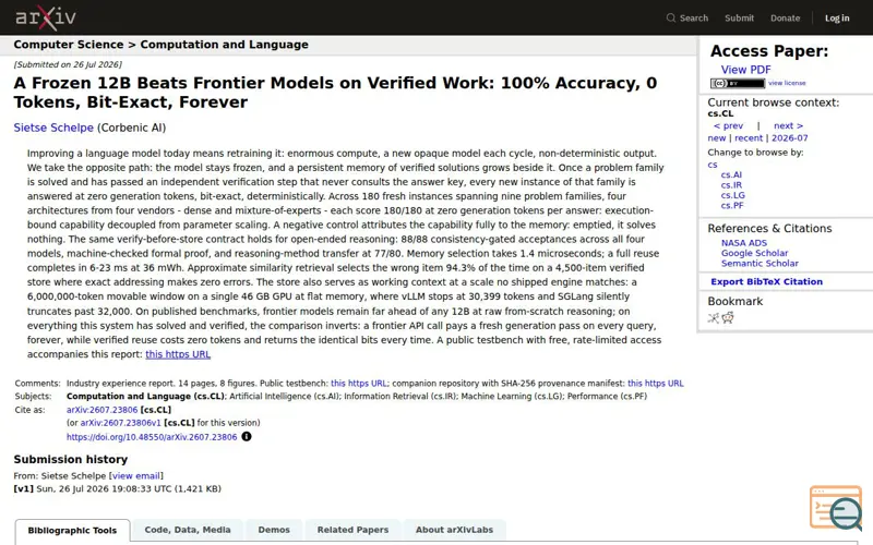 Screenshot of Arxiv