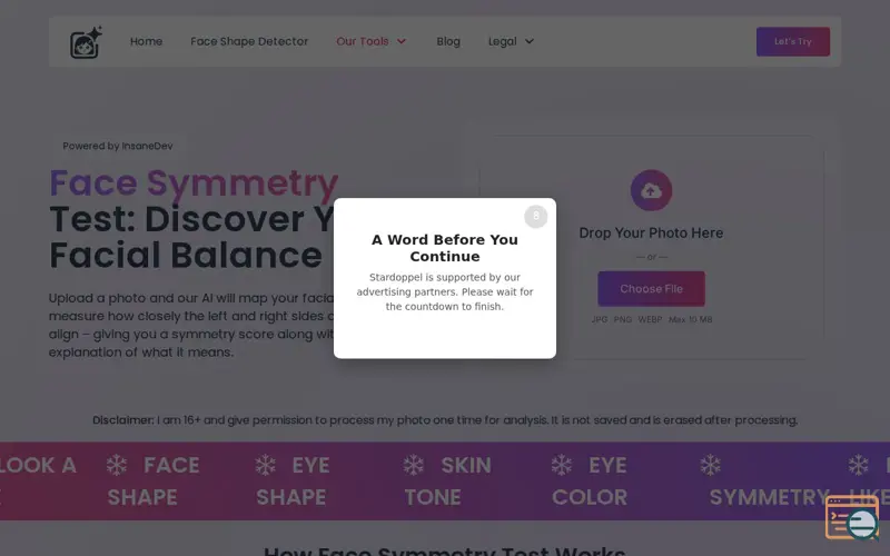 Screenshot of Face Symmetry Test By StarDoppel 