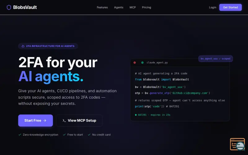 Screenshot of BlobsVault