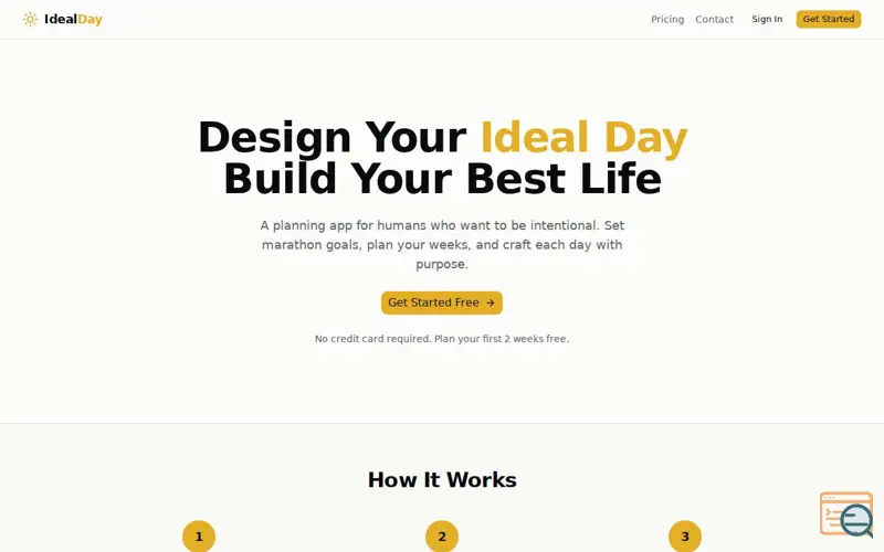 Screenshot of IdealDay, a launch using Buttondown