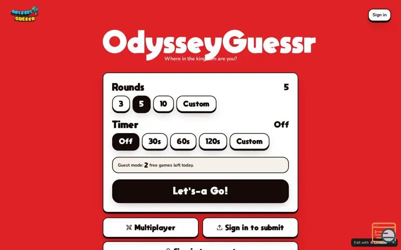Screenshot of OdysseyGuessr