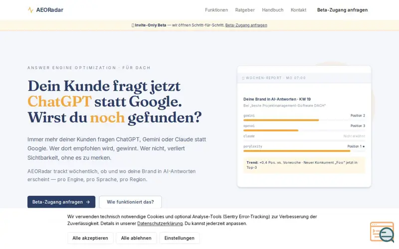 Screenshot of AEORadar