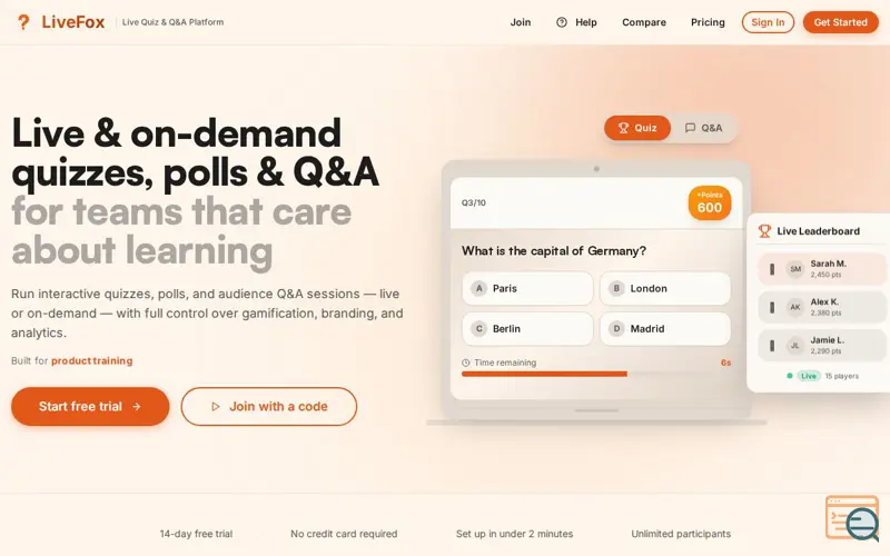 Screenshot of LiveFox