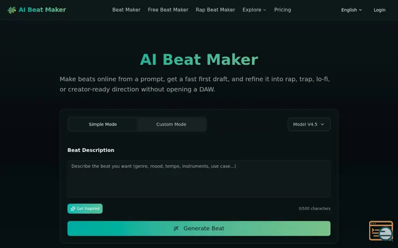 Screenshot of AIBeatMaker