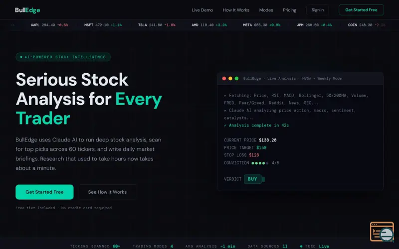 Screenshot of BullEdge.ai