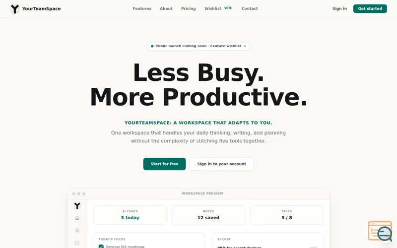 Screenshot of YourTeamSpace | AI Productivity Workspace