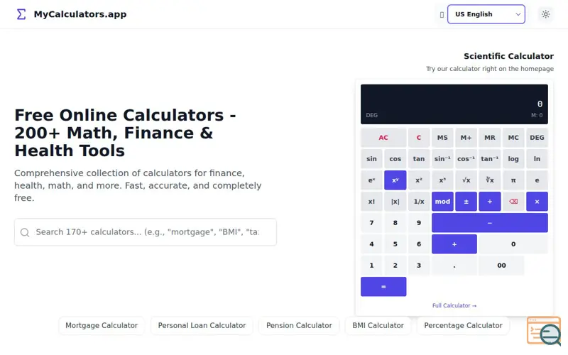 Screenshot of MyCalculators.app
