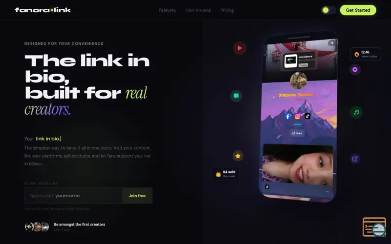 Screenshot of Fanora.link - Easiest Link in bio