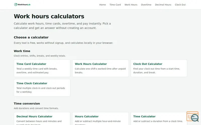 Screenshot of WorkHoursLab