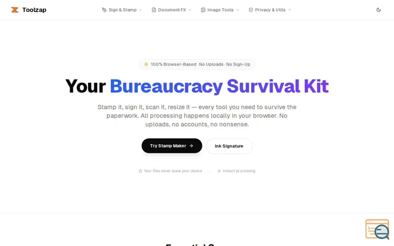 Screenshot of Toolzap
