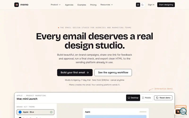 Screenshot of Memo