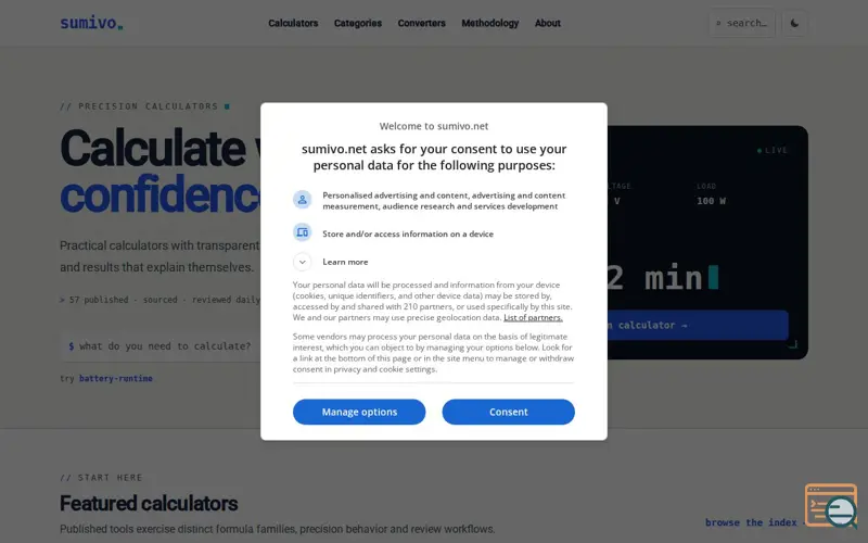 Screenshot of Sumivo | Calculate anything