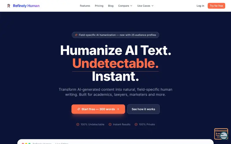Screenshot of Refinely Human