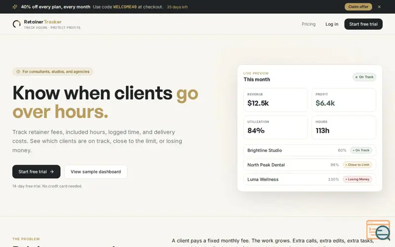 Screenshot of RetainerTracker