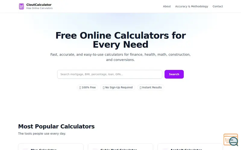 Screenshot of Clout Calculator