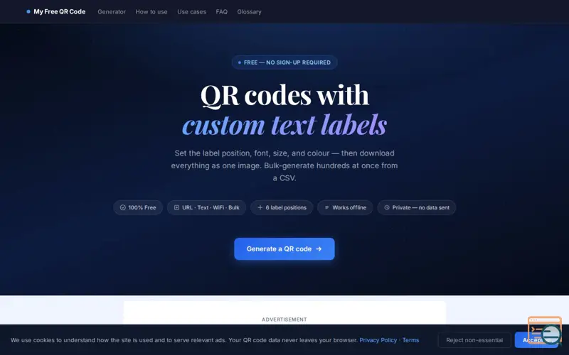Screenshot of QR Code Generator Free, Custom Text 