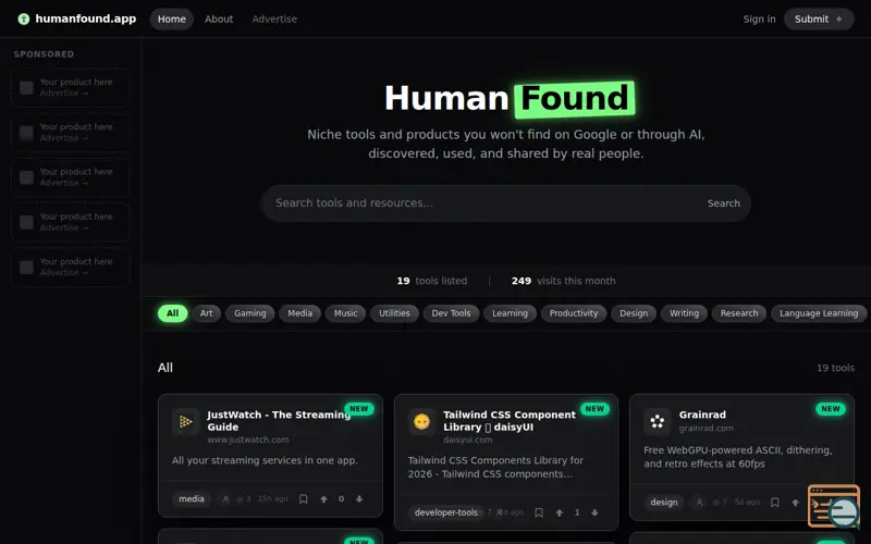 Screenshot of HumanFound