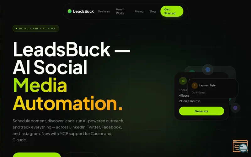 Screenshot of LeadsBuck