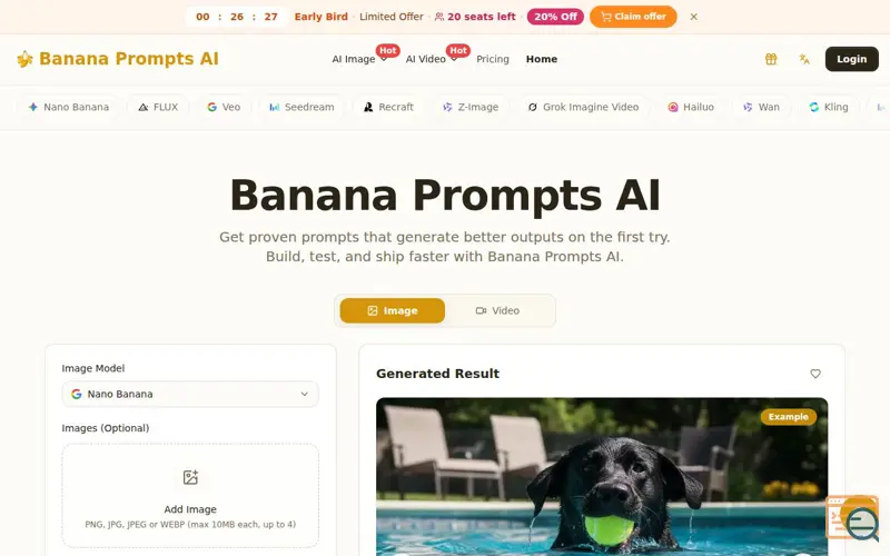 Screenshot of Banana Prompts