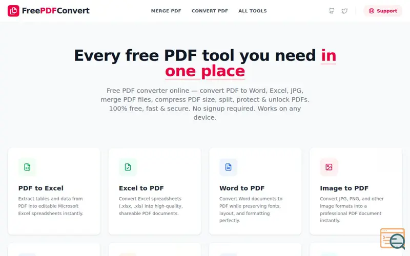 Screenshot of FreePDFConvert