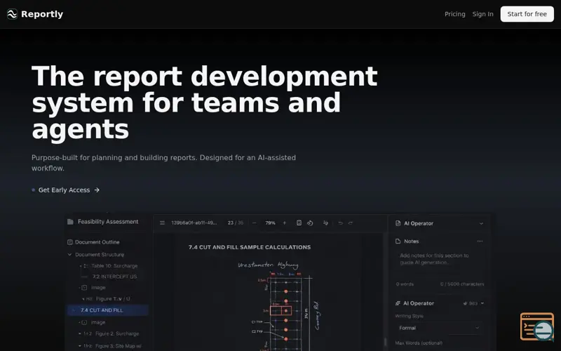 Screenshot of Reportly