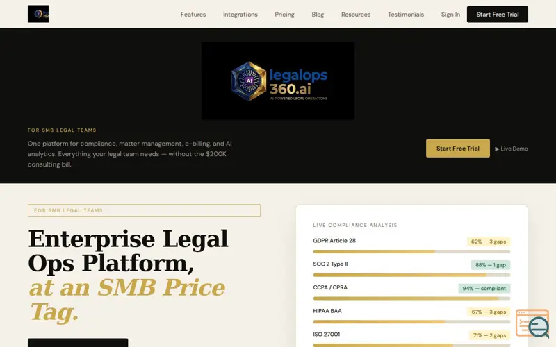 Screenshot of LegalOps360