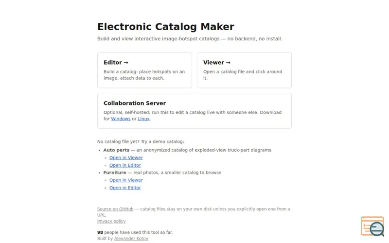 Screenshot of Electronic Catalog Maker