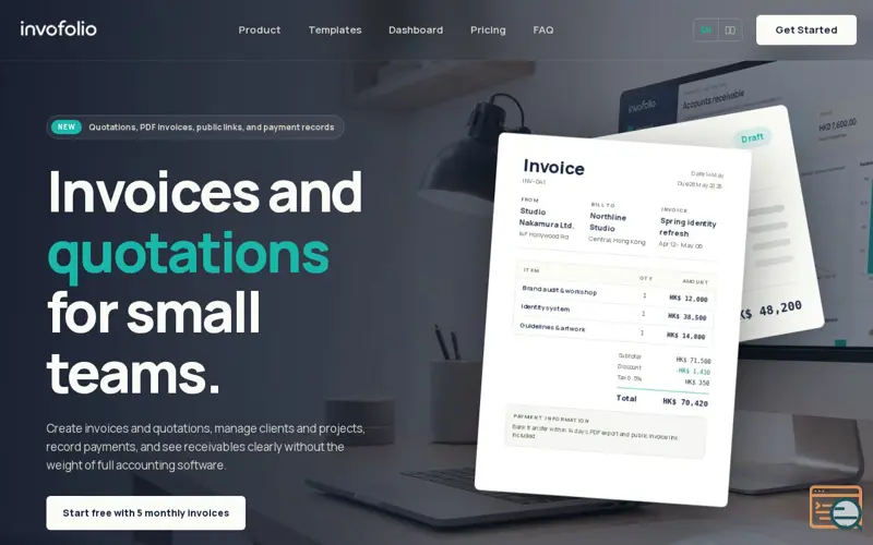 Screenshot of Invofolio