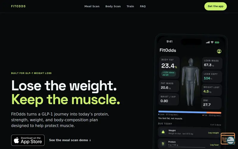 Screenshot of FitOdds — lose weight, keep muscle