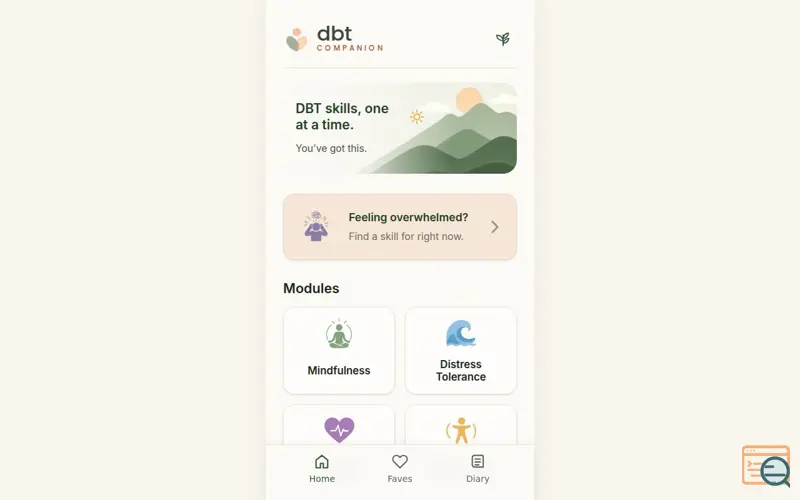 Screenshot of DBT Companion
