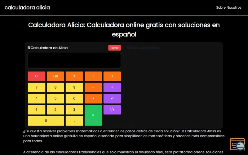 Screenshot of calculadora alicia